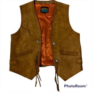 Vintage Pioneer Western Wear Leather Vest Size M Festival Perfect